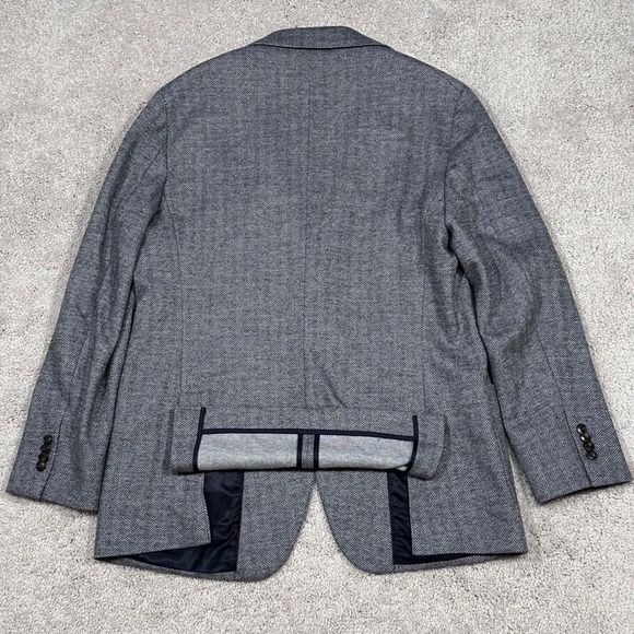 Jos A Bank Men's Gray Herringbone Tailored Fit Blazer 44 Regular Cotton Wool - Picture 10 of 10